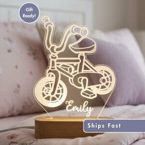 Bike Toy Custom Name Light • Personalized LED Cloud Decor • Baby Gift